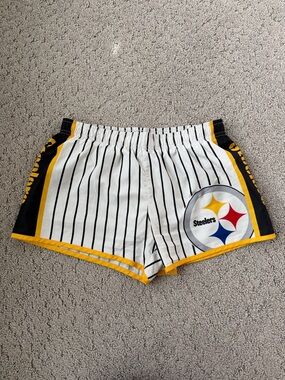 NFL Pittsburgh Steelers White Black Gold Women's Athletic Shorts
